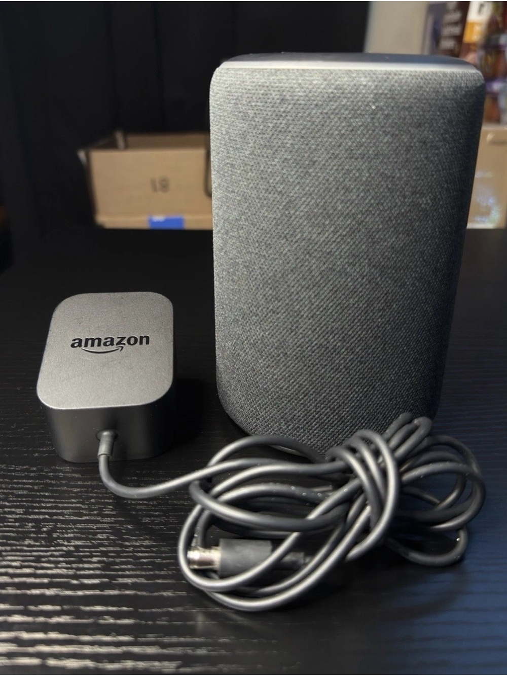 Amazon Smart Speaker in Charcoal Gray with Power Adapter